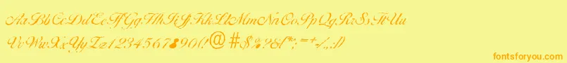 BallantinesantiqueLightRegular-Schriftart – Orangefarbene Schriften auf gelbem Hintergrund