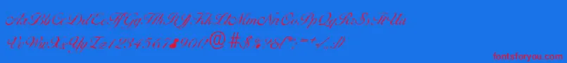 BallantinesantiqueLightRegular-Schriftart – Rote Schriften auf blauem Hintergrund