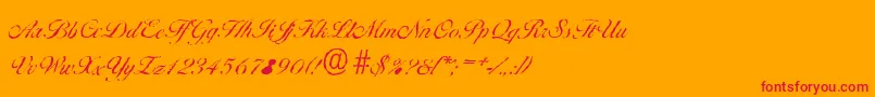 BallantinesantiqueLightRegular-Schriftart – Rote Schriften auf orangefarbenem Hintergrund