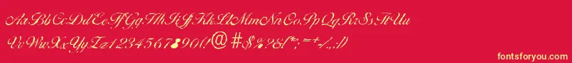 BallantinesantiqueLightRegular-Schriftart – Gelbe Schriften auf rotem Hintergrund