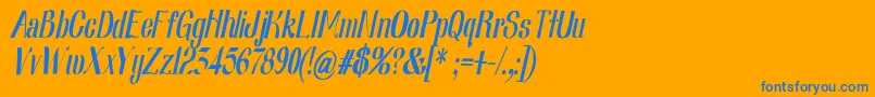 フォントNearlydigitalic – オレンジの背景に青い文字