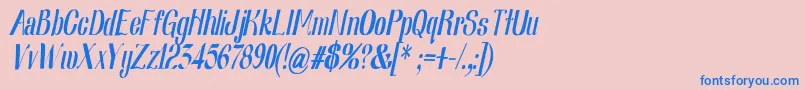 Fonte Nearlydigitalic – fontes azuis em um fundo rosa