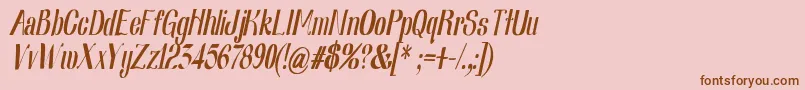 フォントNearlydigitalic – ピンクの背景に茶色のフォント