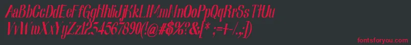 フォントNearlydigitalic – 黒い背景に赤い文字