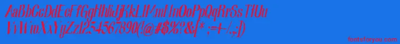 Nearlydigitalic Font – Red Fonts on Blue Background