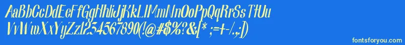 フォントNearlydigitalic – 黄色の文字、青い背景