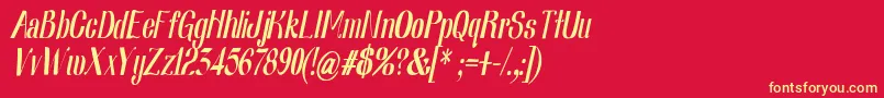 フォントNearlydigitalic – 黄色の文字、赤い背景