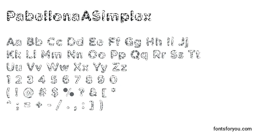 A fonte PabellonaASimplex – alfabeto, números, caracteres especiais