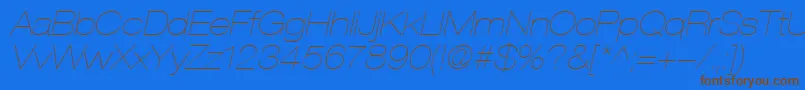 Police HelveticaLt23UltraLightExtendedOblique – polices brunes sur fond bleu