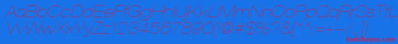 Шрифт HelveticaLt23UltraLightExtendedOblique – красные шрифты на синем фоне
