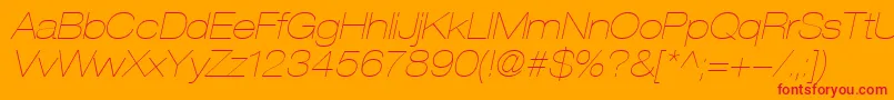 HelveticaLt23UltraLightExtendedOblique Font – Red Fonts on Orange Background