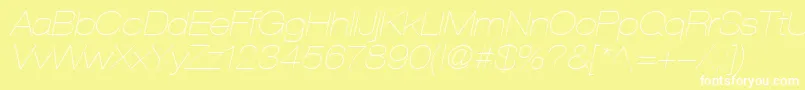 Czcionka HelveticaLt23UltraLightExtendedOblique – białe czcionki na żółtym tle