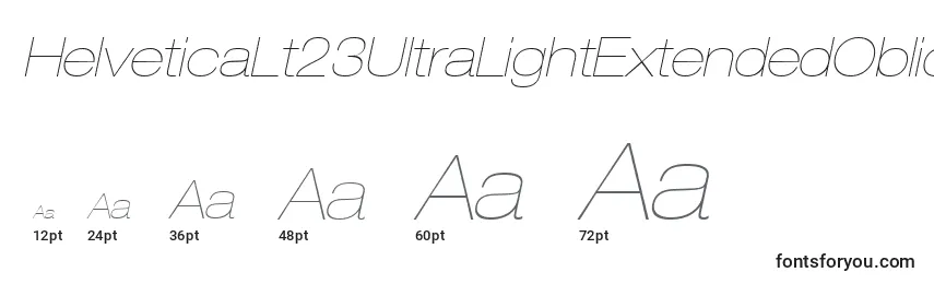 Размеры шрифта HelveticaLt23UltraLightExtendedOblique
