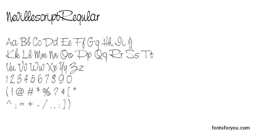 NevillescriptRegular Font – alphabet, numbers, special characters