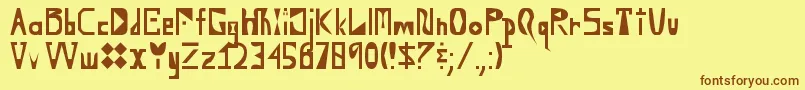 フォントYouDontWantToKnow – 茶色の文字が黄色の背景にあります。