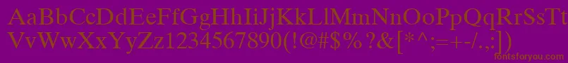 TimesTenCeRoman-fontti – ruskeat fontit violetilla taustalla
