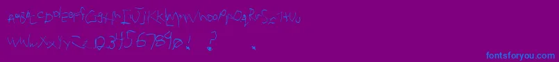 Lacquerhead-Schriftart – Blaue Schriften auf violettem Hintergrund