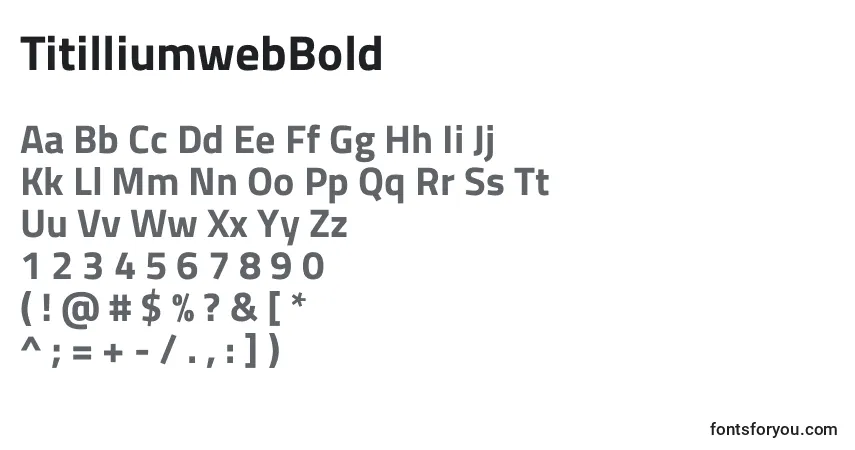 Шрифт TitilliumwebBold – алфавит, цифры, специальные символы