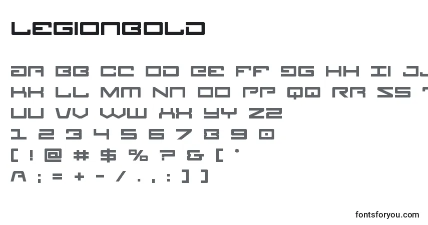 Schriftart Legionbold – Alphabet, Zahlen, spezielle Symbole