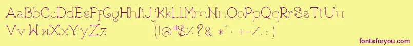 Rose-Schriftart – Violette Schriften auf gelbem Hintergrund