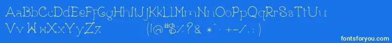 Rose-Schriftart – Gelbe Schriften auf blauem Hintergrund