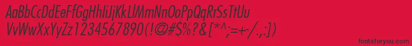Шрифт KudosLightCondensedSsiLightCondensedItalic – чёрные шрифты на красном фоне