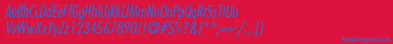 KudosLightCondensedSsiLightCondensedItalic Font – Blue Fonts on Red Background