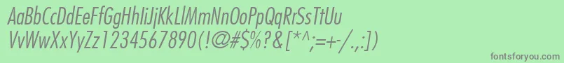 フォントKudosLightCondensedSsiLightCondensedItalic – 緑の背景に灰色の文字