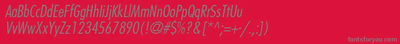 フォントKudosLightCondensedSsiLightCondensedItalic – 赤い背景に灰色の文字