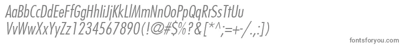 KudosLightCondensedSsiLightCondensedItalic Font – Gray Fonts on White Background