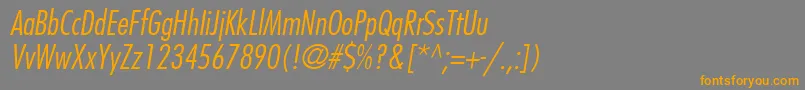KudosLightCondensedSsiLightCondensedItalic Font – Orange Fonts on Gray Background