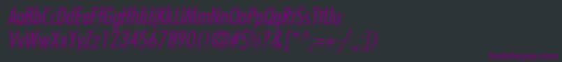 KudosLightCondensedSsiLightCondensedItalic Font – Purple Fonts on Black Background