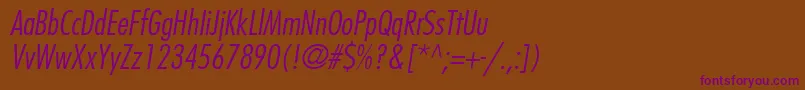 KudosLightCondensedSsiLightCondensedItalic Font – Purple Fonts on Brown Background