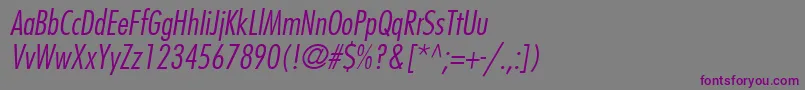 Шрифт KudosLightCondensedSsiLightCondensedItalic – фиолетовые шрифты на сером фоне