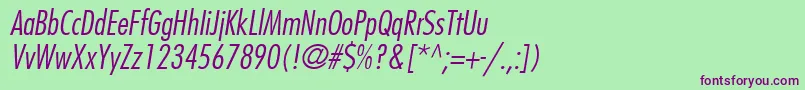 KudosLightCondensedSsiLightCondensedItalic Font – Purple Fonts on Green Background