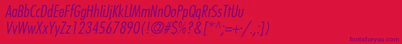 KudosLightCondensedSsiLightCondensedItalic Font – Purple Fonts on Red Background