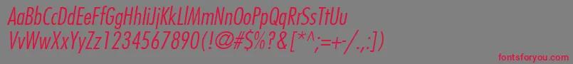 Шрифт KudosLightCondensedSsiLightCondensedItalic – красные шрифты на сером фоне
