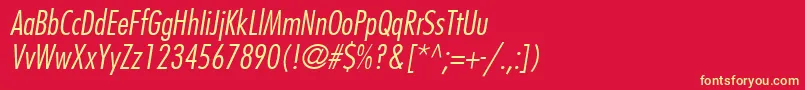 KudosLightCondensedSsiLightCondensedItalic Font – Yellow Fonts on Red Background