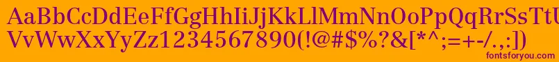 CentennialltstdRoman-Schriftart – Violette Schriften auf orangefarbenem Hintergrund