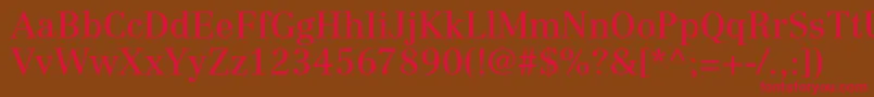 CentennialltstdRoman-Schriftart – Rote Schriften auf braunem Hintergrund
