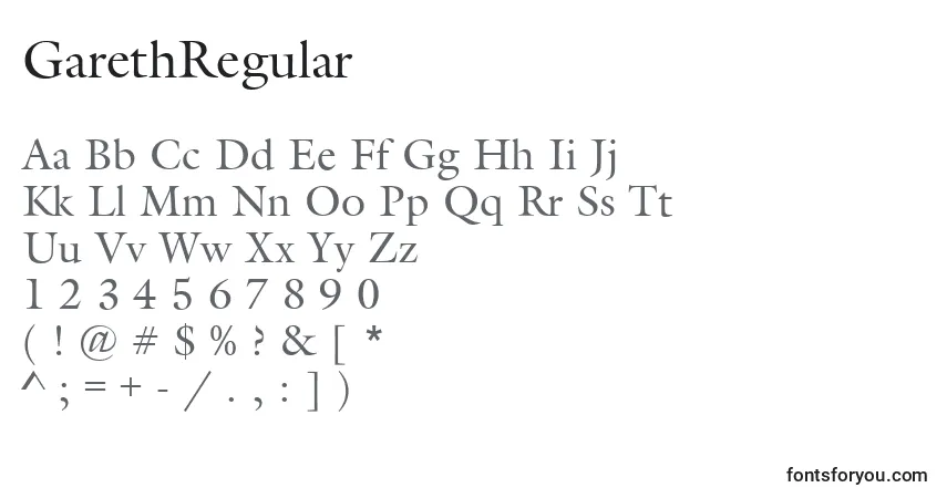 GarethRegular-fontti – aakkoset, numerot, erikoismerkit