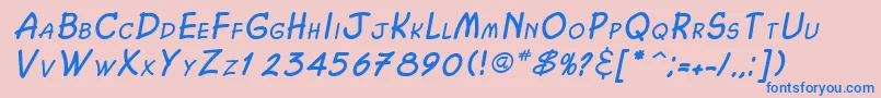 フォントChasmItalic – ピンクの背景に青い文字