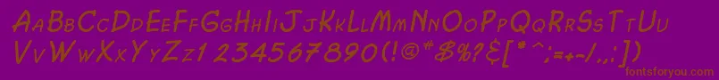 ChasmItalic-fontti – ruskeat fontit violetilla taustalla