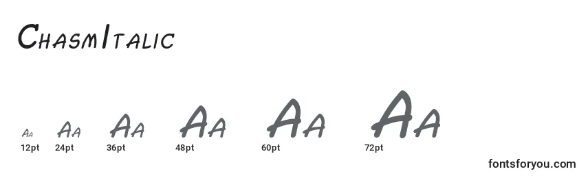 ChasmItalic Font Sizes