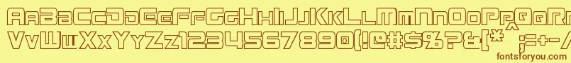 MissionGtRCondensedHollow Font – Brown Fonts on Yellow Background