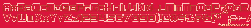 MissionGtRCondensedHollow Font – Yellow Fonts on Red Background