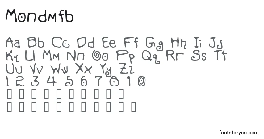 A fonte Mondmfb – alfabeto, números, caracteres especiais