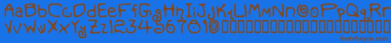 フォントMondmfb – 茶色の文字が青い背景にあります。