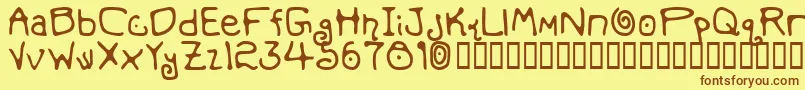 Mondmfb-Schriftart – Braune Schriften auf gelbem Hintergrund