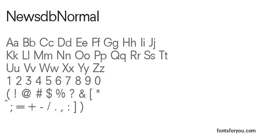 Czcionka NewsdbNormal – alfabet, cyfry, specjalne znaki